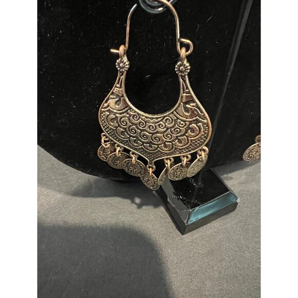 Egyptian Goddess Dangle Bronze Color Chandelier Earrings - Picture 3 of 6